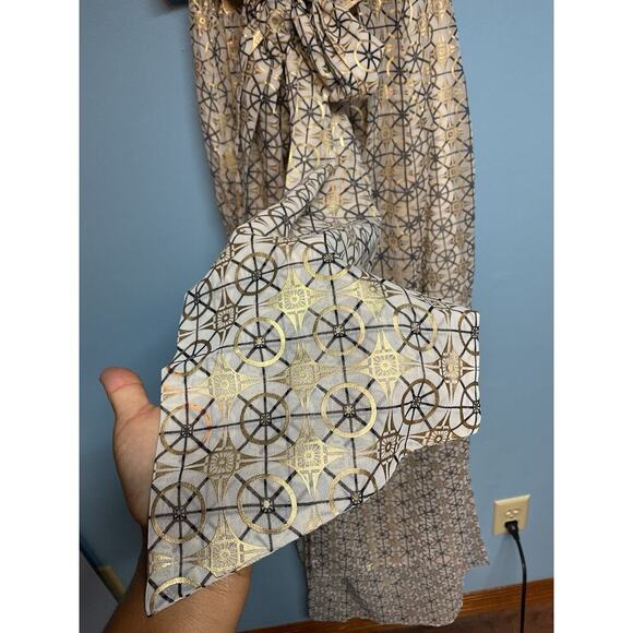 Sass & Bide Happiness Alright Maxi Dress Gold White geometric Sleeveless Gown - Picture 9 of 12